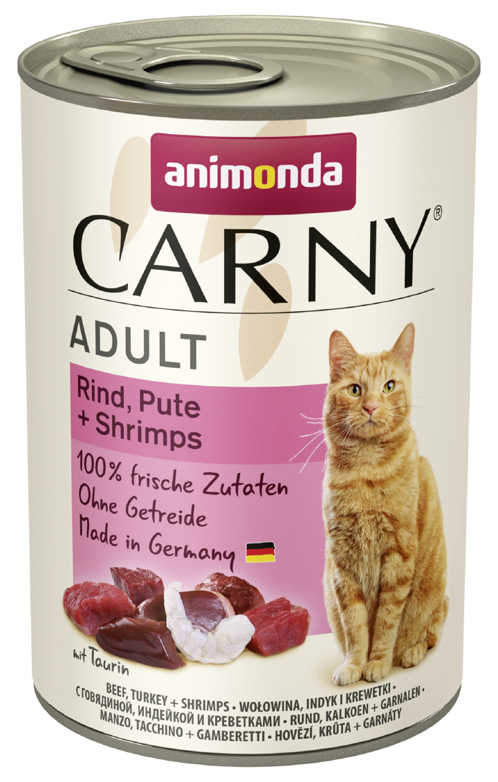 animonda Katzen-Nassfutter Carny Adult Rind, Pute + Schrimps